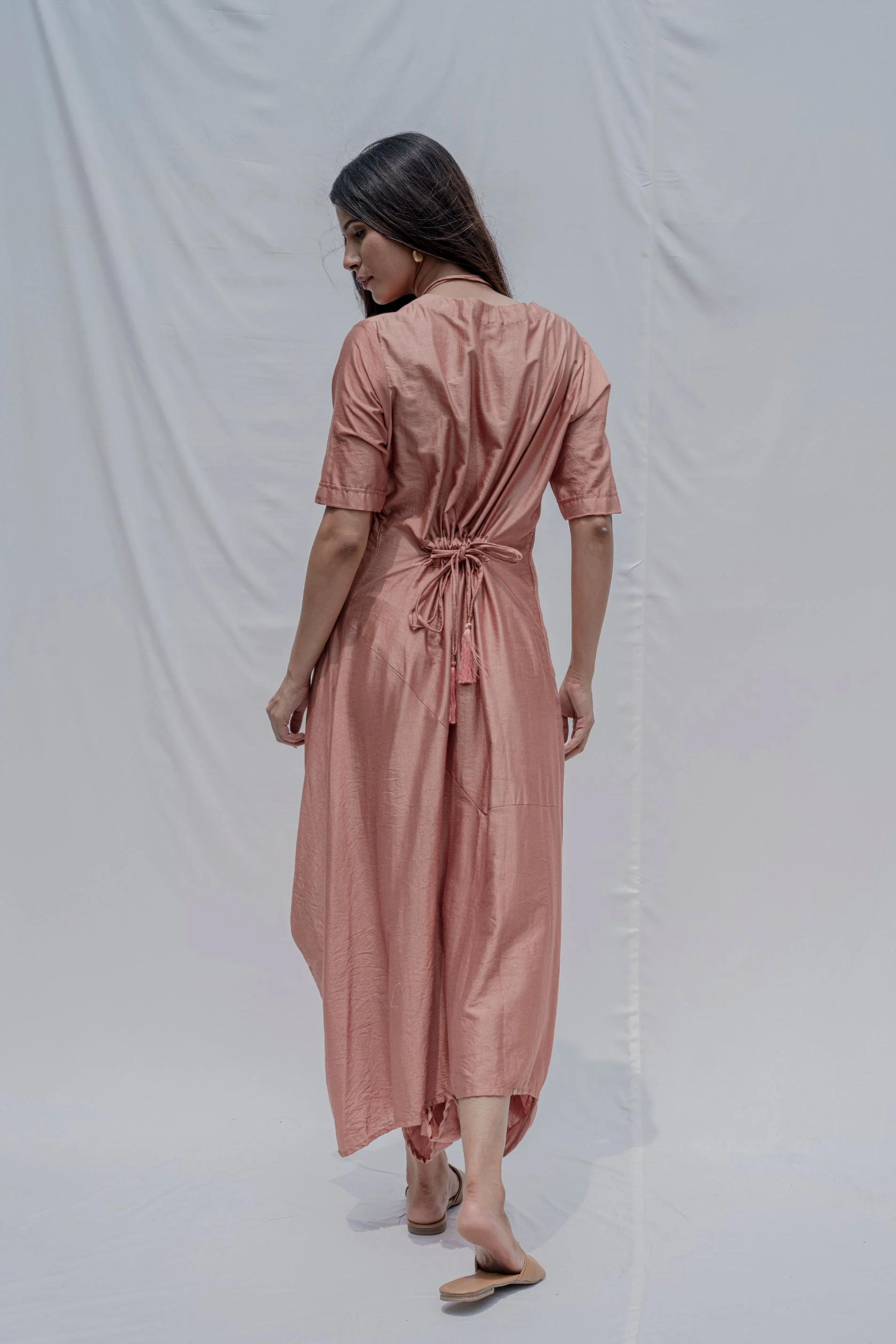 Rose Gold Dress cum Jumpsuit with Necklace - Image 4