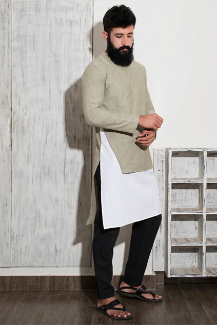 Duo - Nature Green & White Kurta