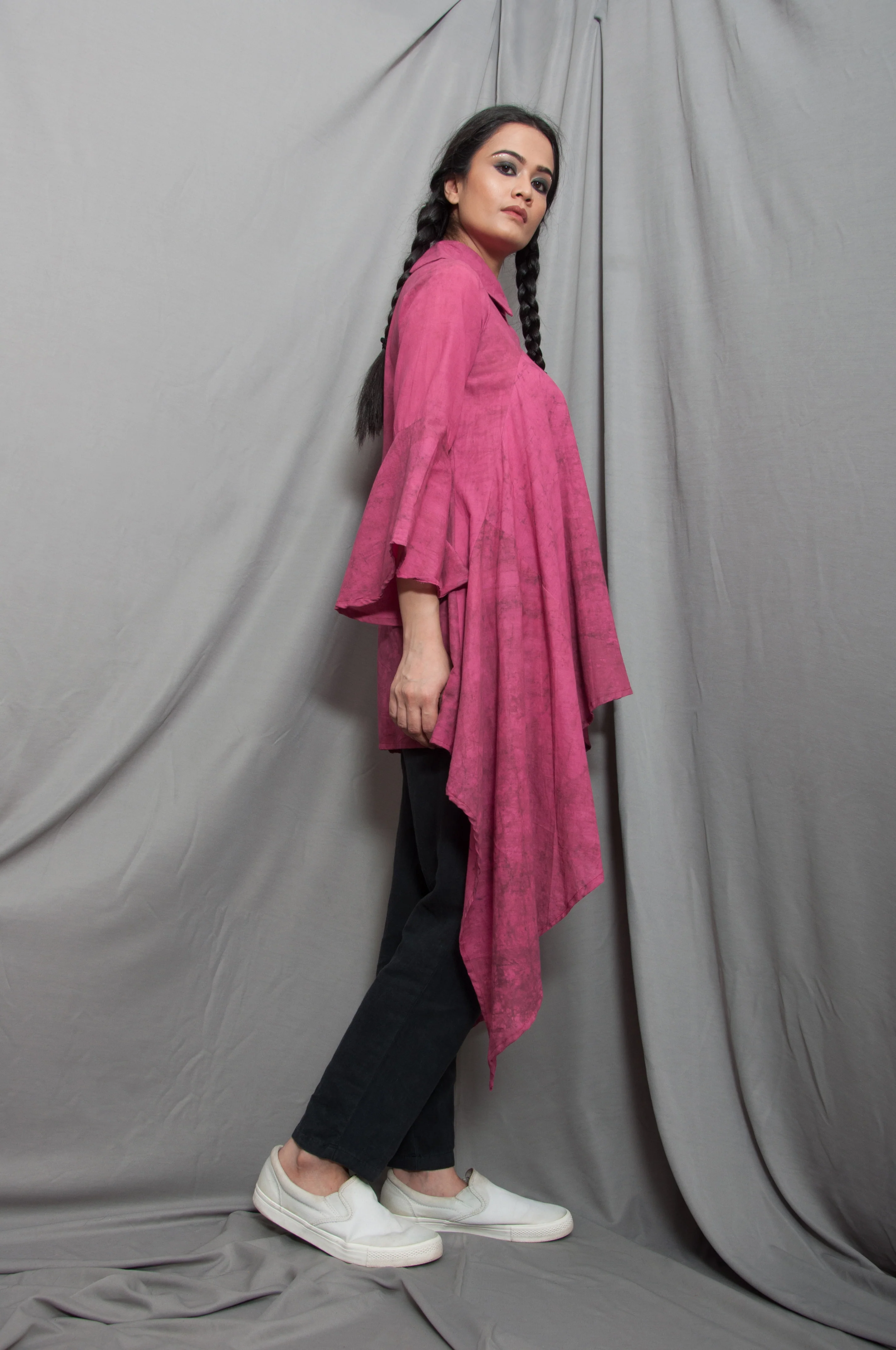 Echo - Pink Asymmetrical Frill Top - Image 3