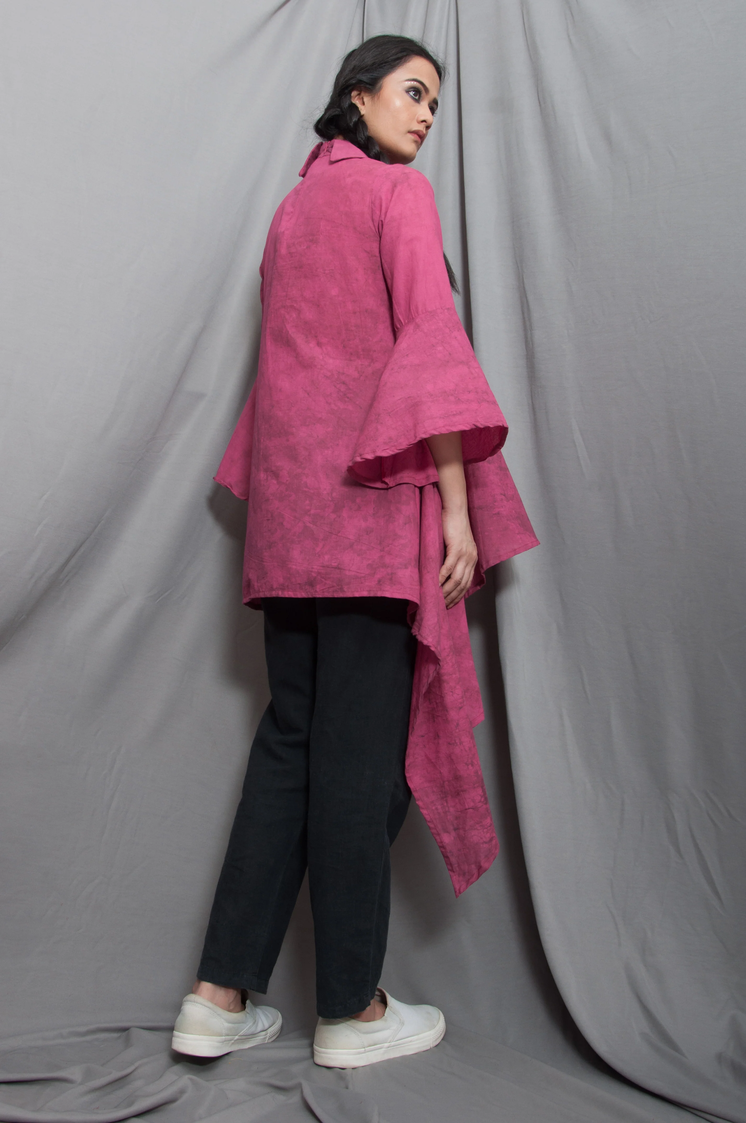 Echo - Pink Asymmetrical Frill Top - Image 4