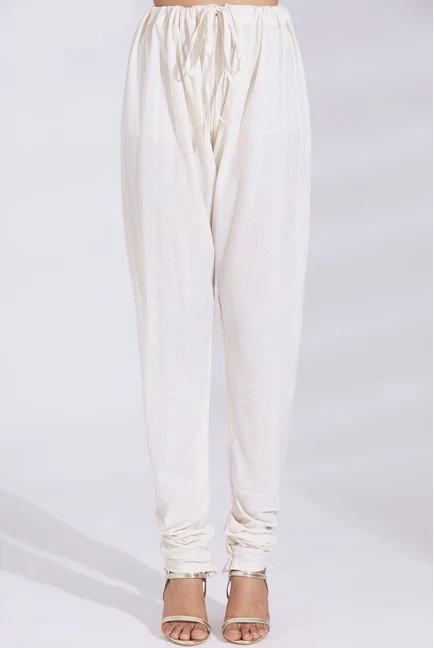 Embellished Chanderi Silk Anarkali Set in Off-White - Image 6