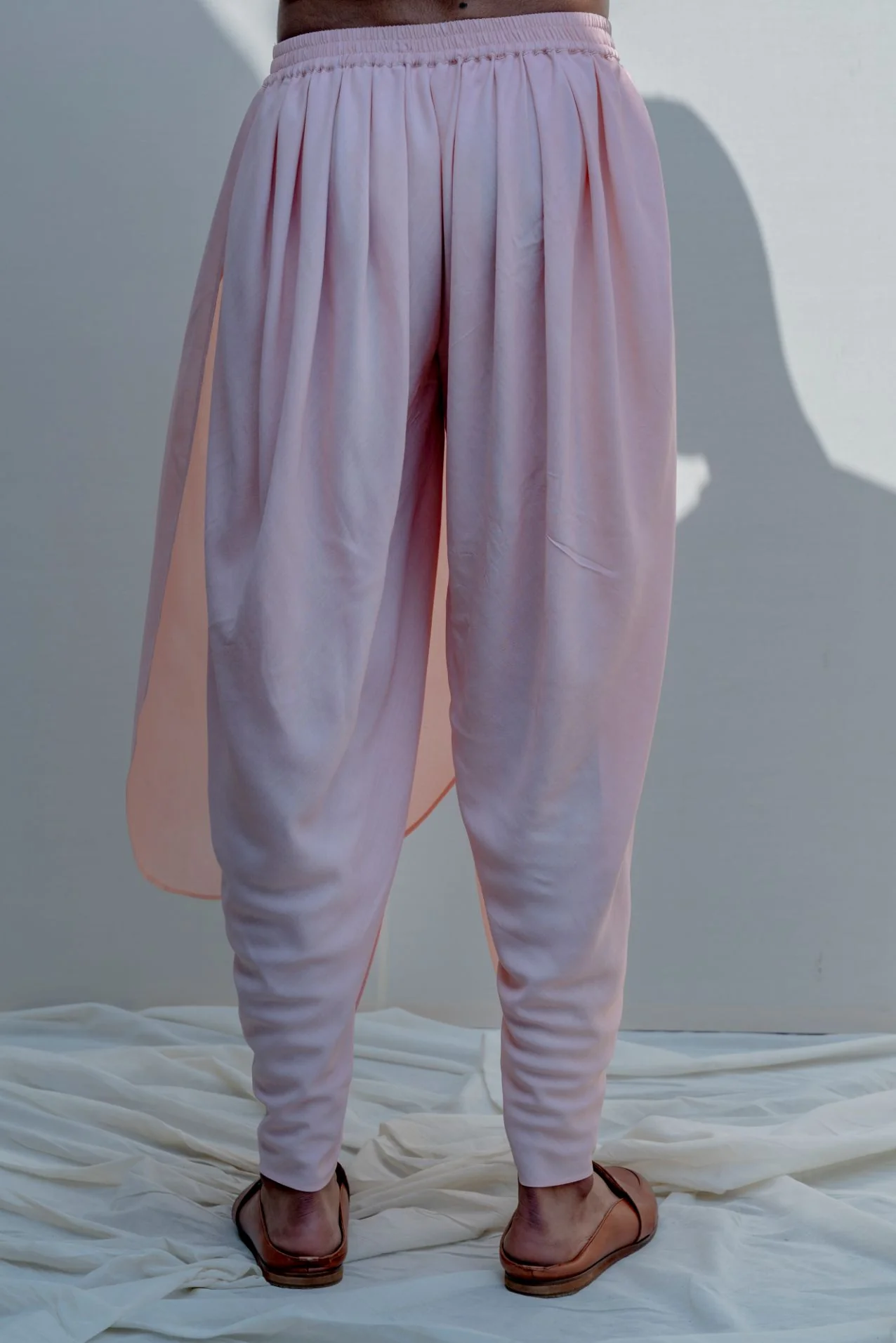 Exempler- Peach Floral Embroidered Nehru Jacket with Kurta Set - Image 6