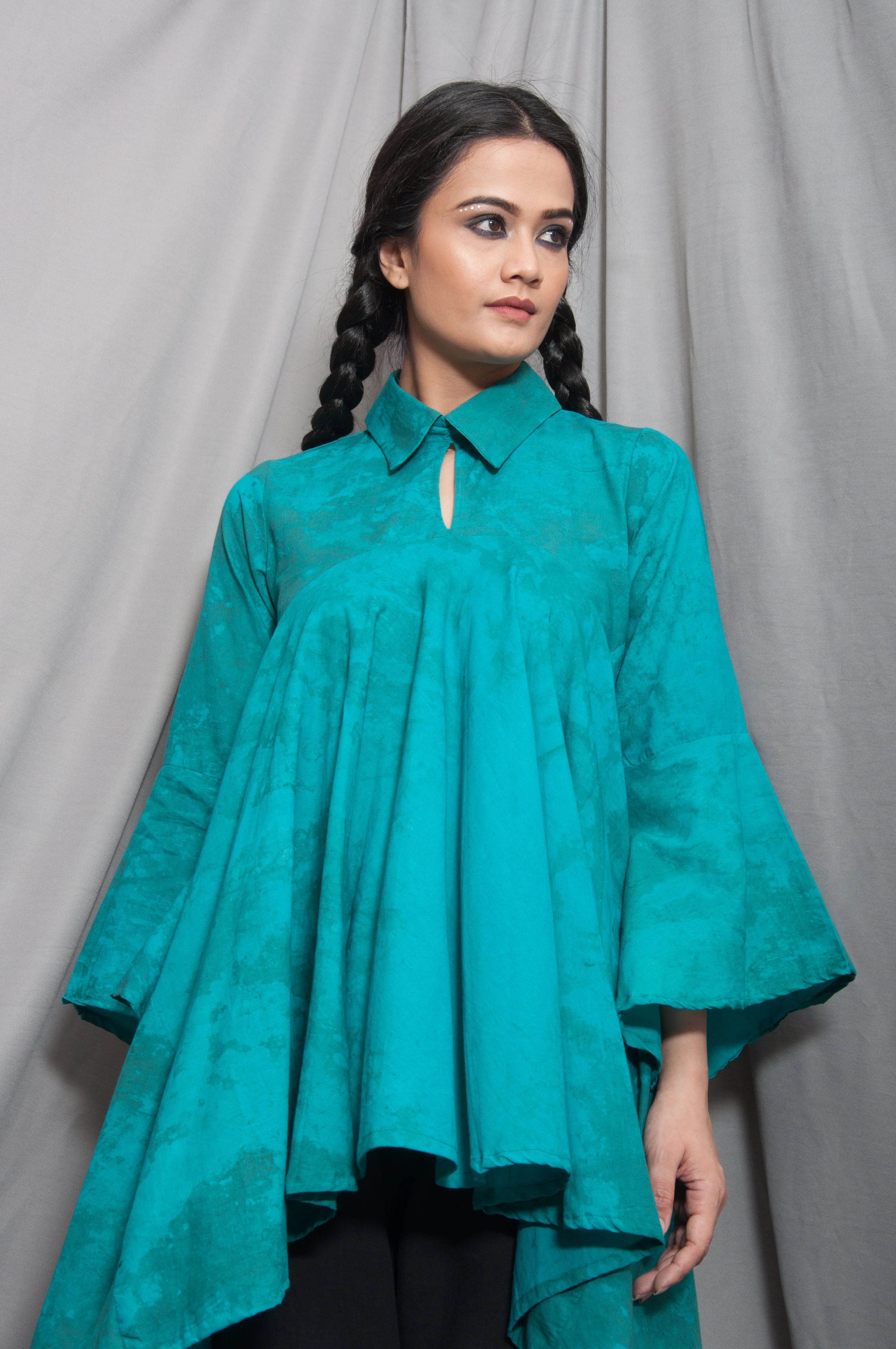 Asymmetrical Frill Top with Bell Sleeve - Image 6