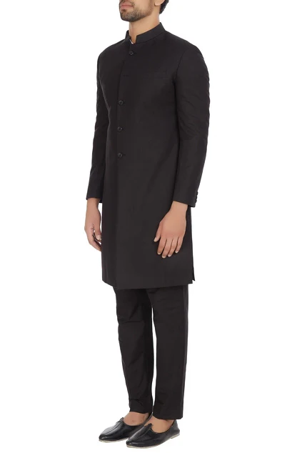 Gente - Black Achkan Jacket With Kurta Set - Image 4