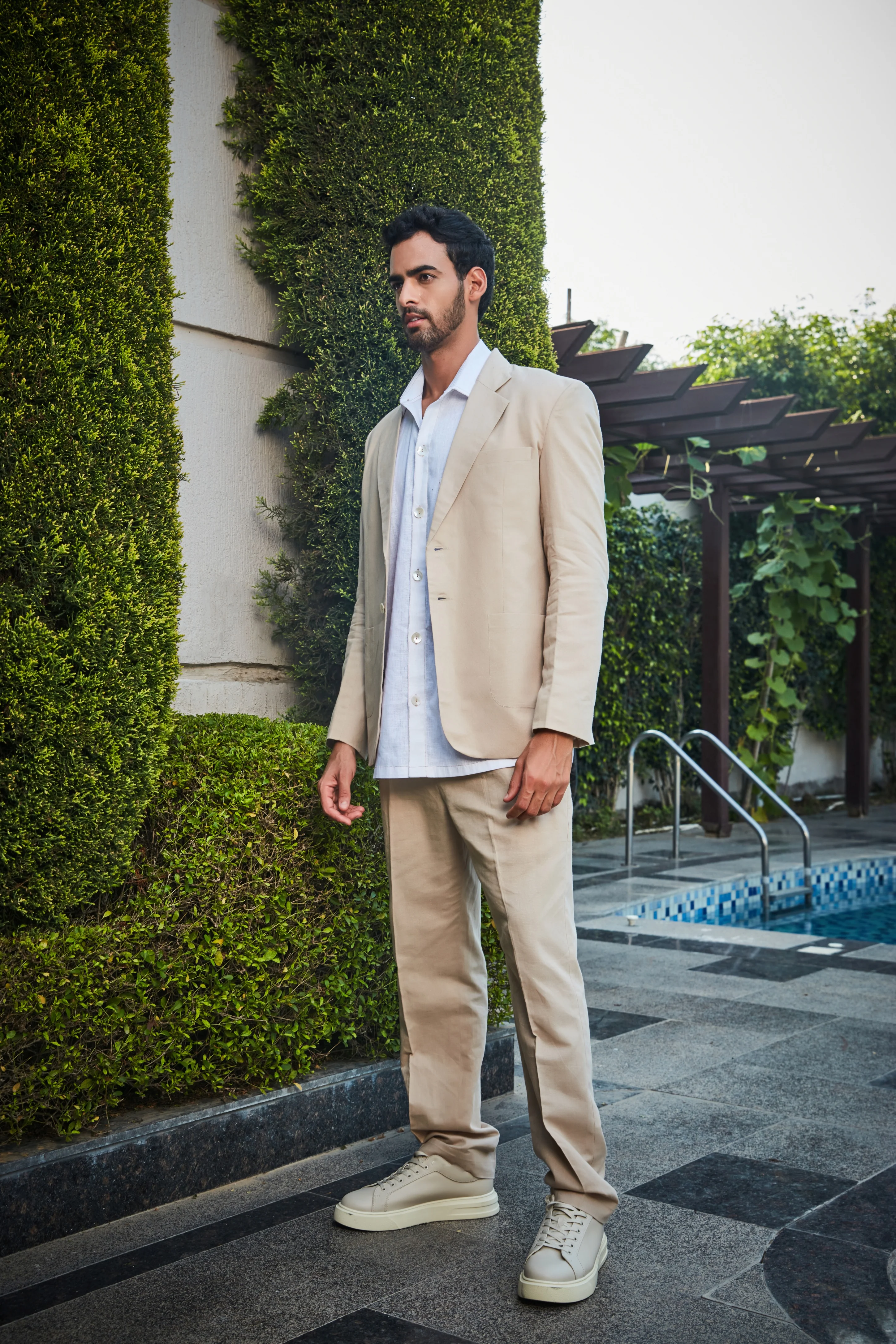Glen- Beige Linen Jacket Set - Image 3