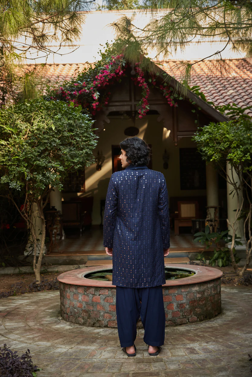 Gordan Kurta set in  Navy Blue - Image 4