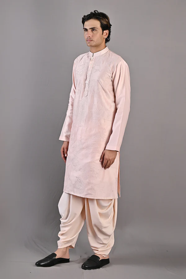 Harrison - Peach Embroidered Kurta Set - Image 3