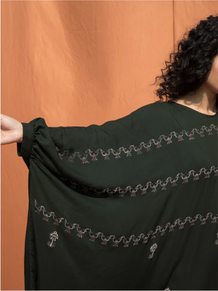 The Elizabeth- Block Printed Black Kaftan - Image 3