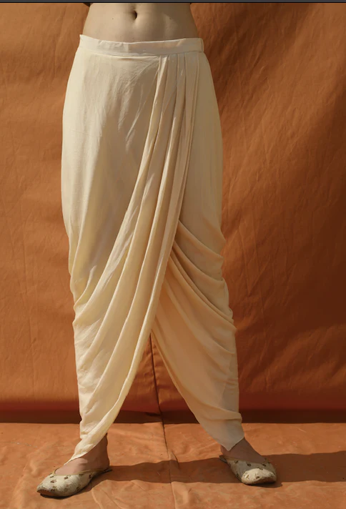Off White Opulent Poncho with Drape Dhoti Pants - Image 5