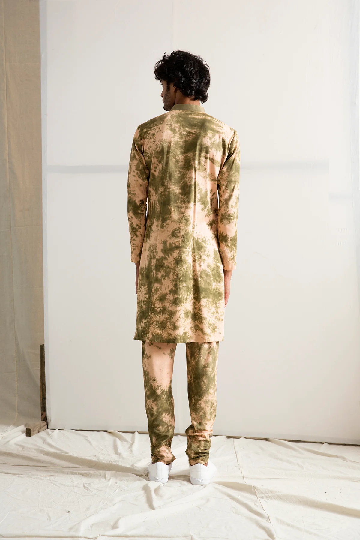 Kale - Tie & Dye Long Kurta with churidar Pant Set - Image 2