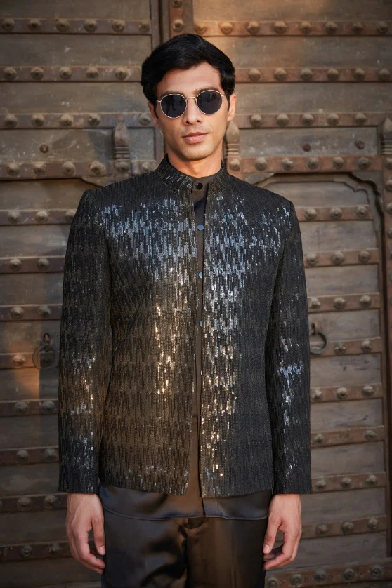 Keith- Black Chikankari Indo Western Set - Image 3