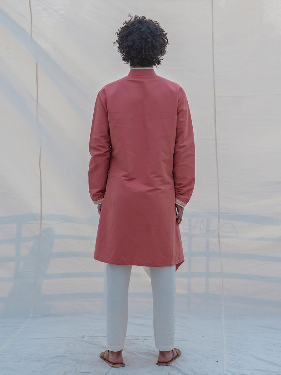 Cotton X Linen Coral & Mean Kurta - Image 4