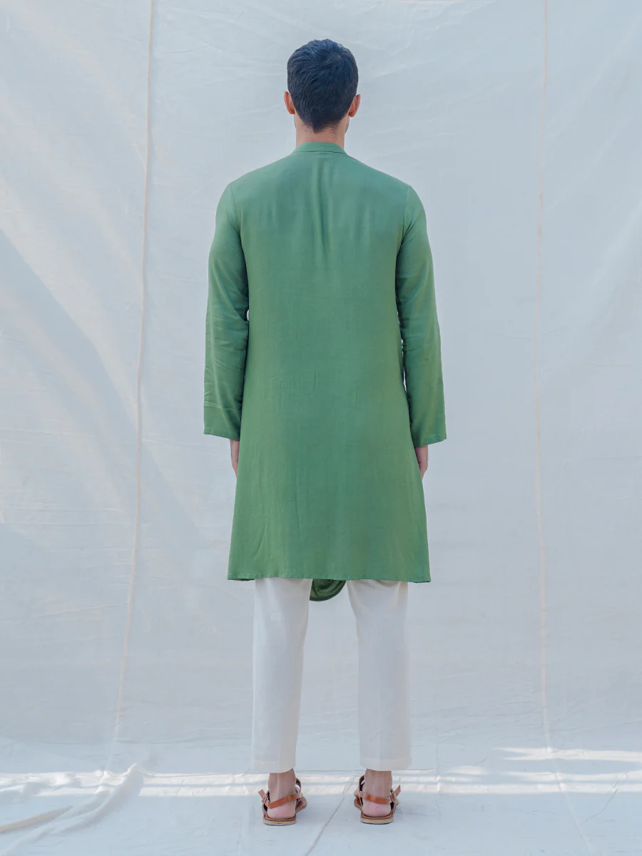 Cotton X Rayon Green Cowl Kurta - Image 5