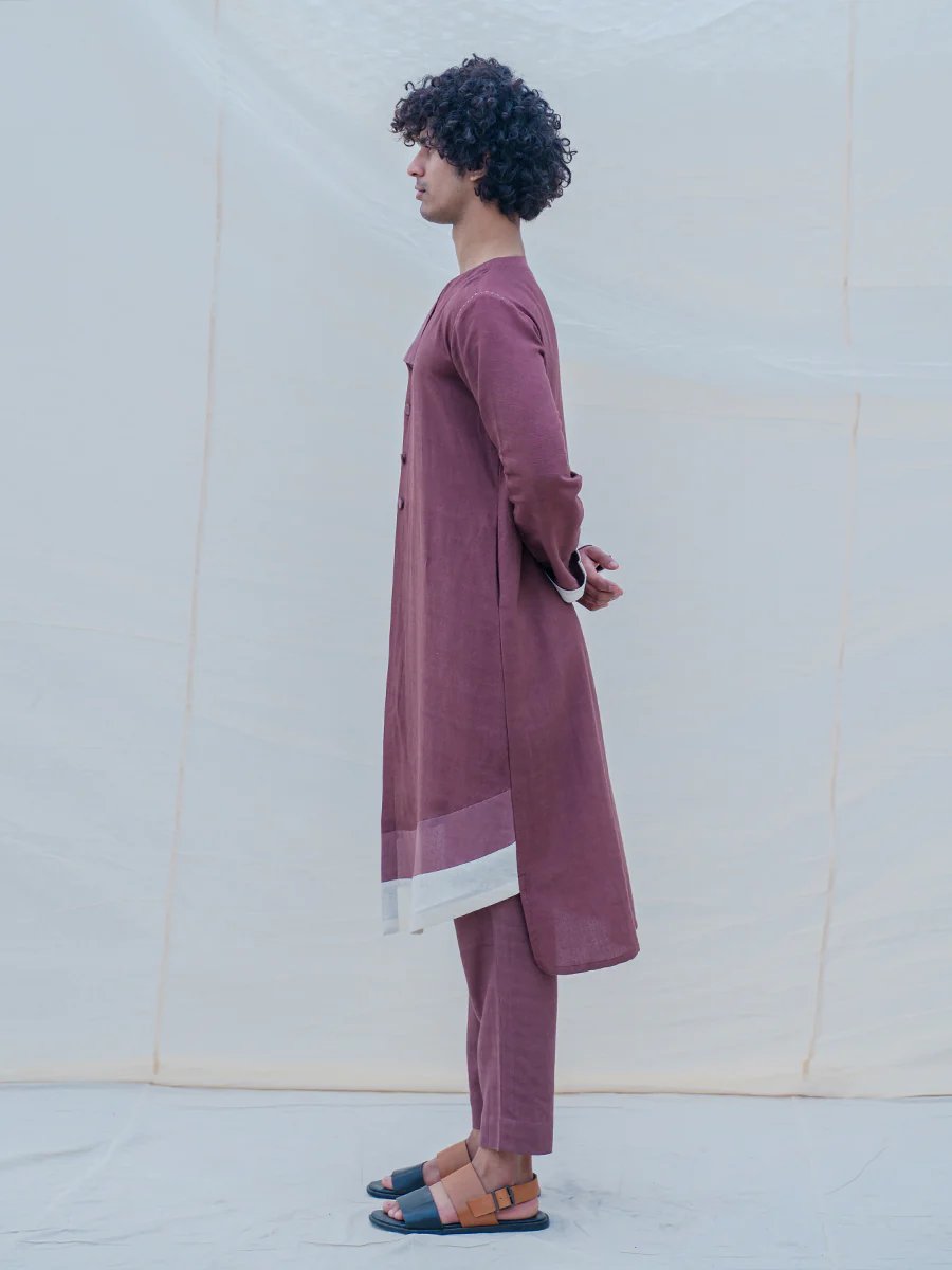 Cotton X Linen Mauve Kurta - Image 3