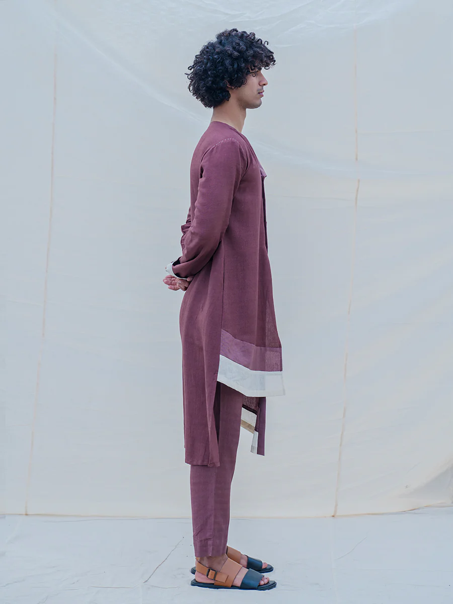 Cotton X Linen Mauve Kurta - Image 4