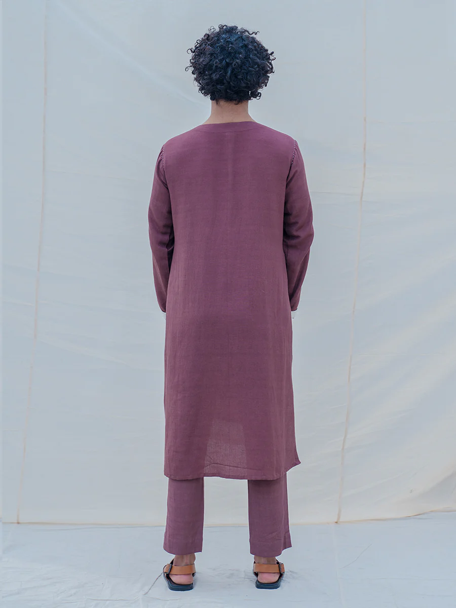 Cotton X Linen Mauve Kurta - Image 5