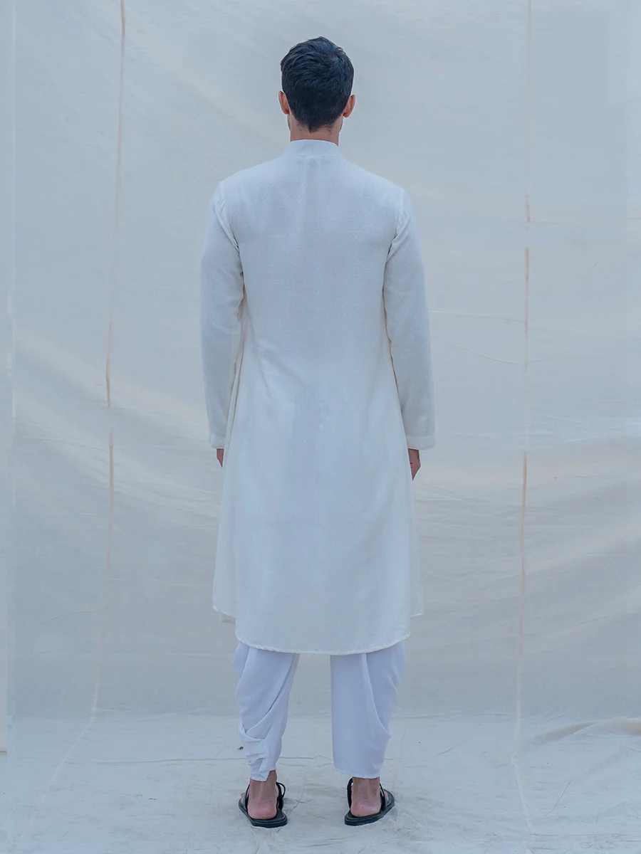 Off White Cotton Kurta - Image 5