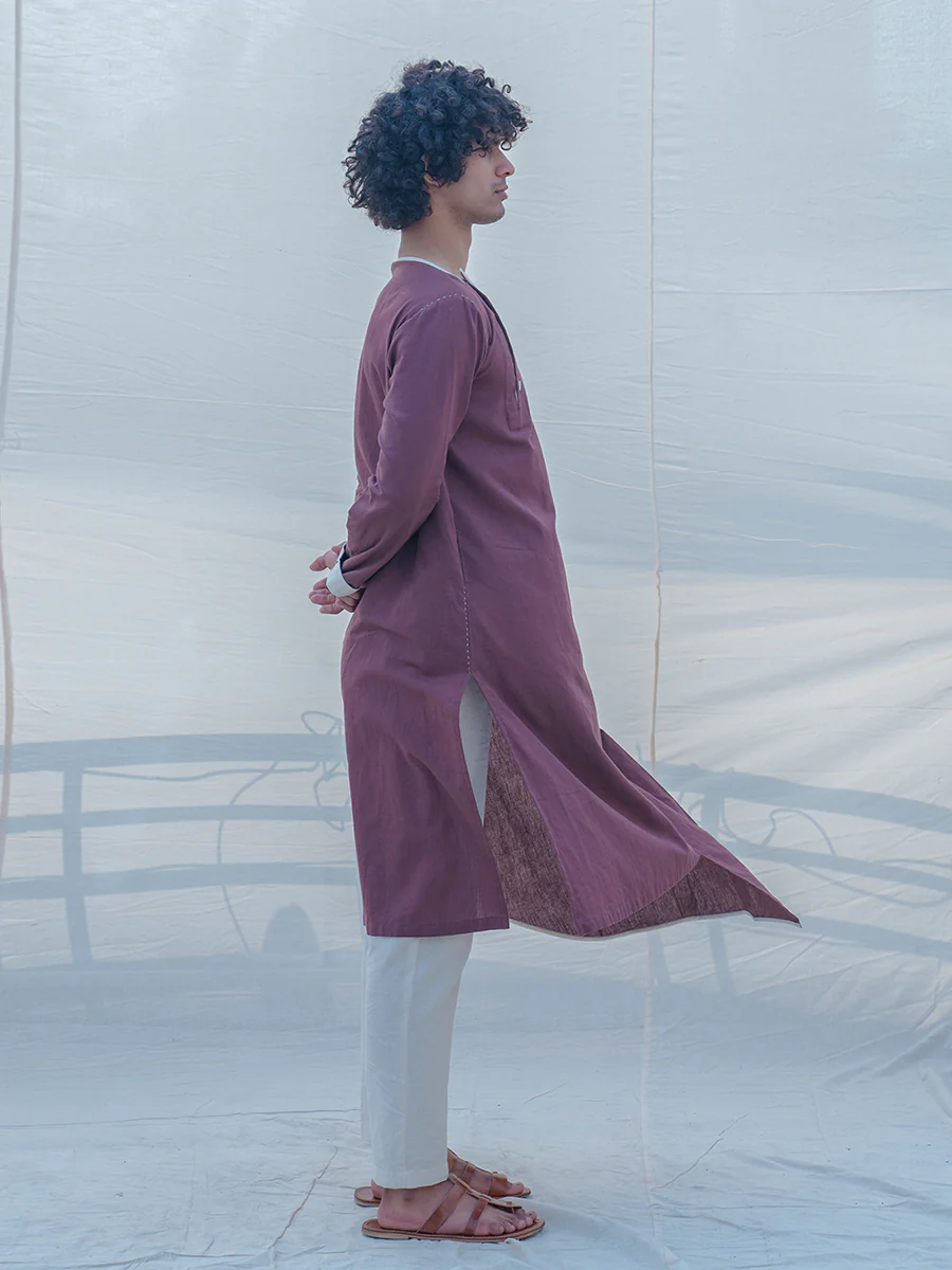 Cotton X Linen Brown Kurta - Image 3