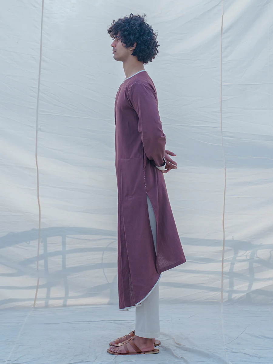 Cotton X Linen Brown Kurta - Image 4