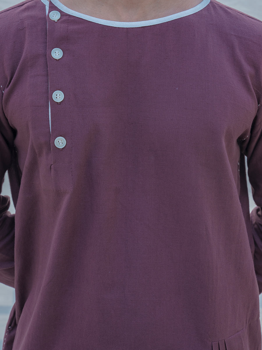 Cotton X Linen Brown Kurta - Image 5