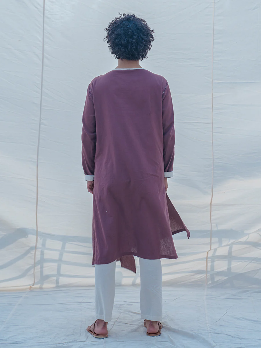 Cotton X Linen Brown Kurta - Image 6