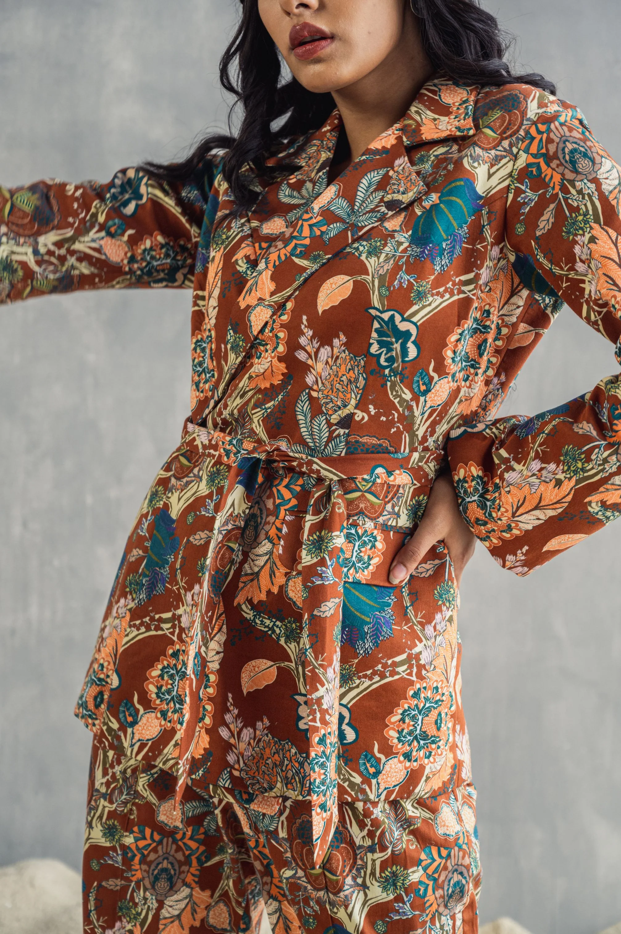 Liana- Maroon & Multi Printed Jacket Set - Image 2
