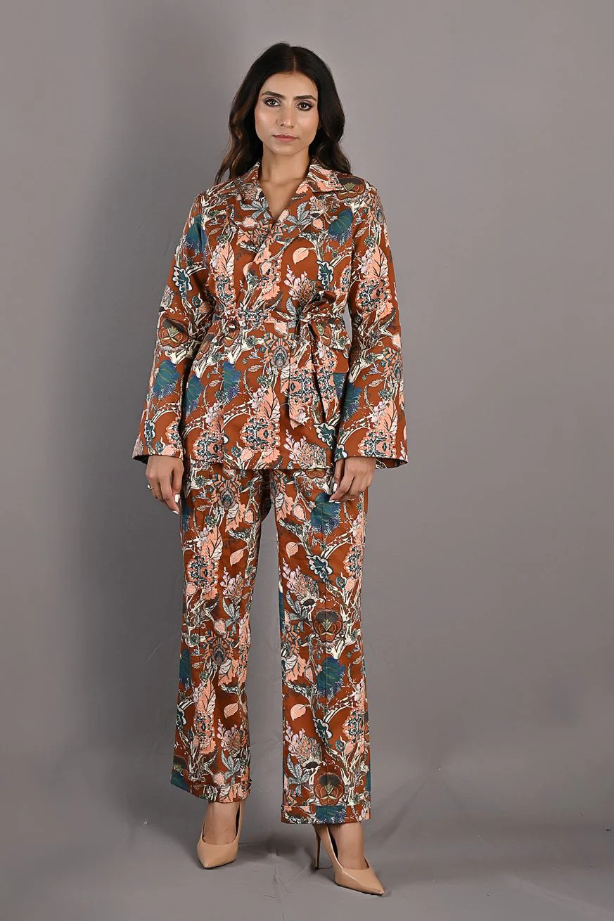 Liana- Maroon & Multi Printed Jacket Set - Image 3