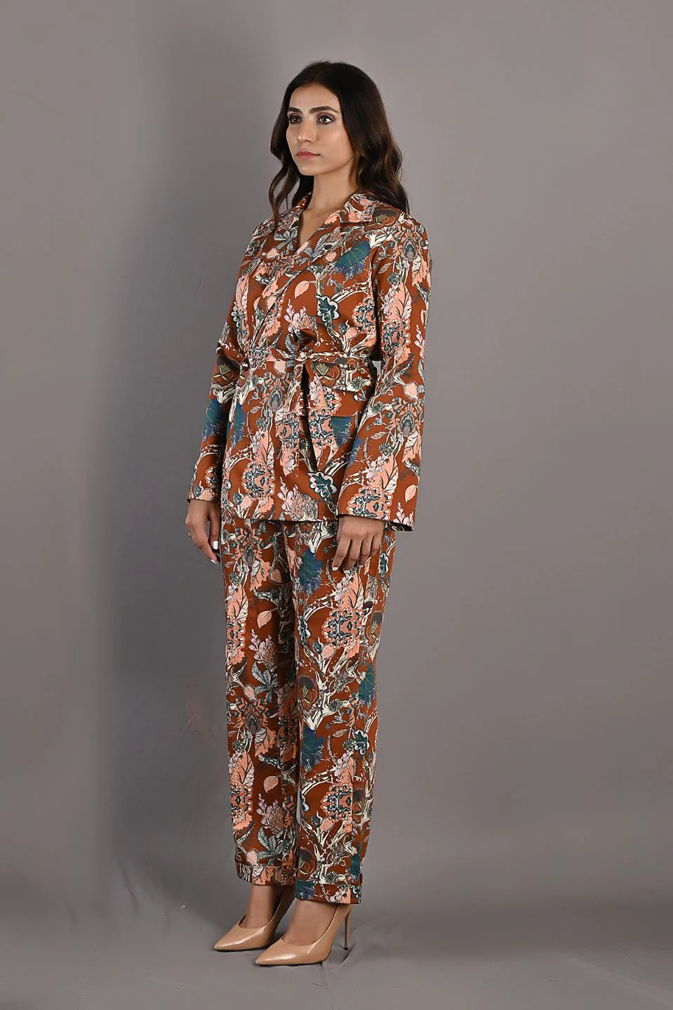 Liana- Maroon & Multi Printed Jacket Set - Image 5