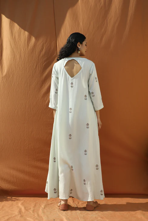 Mesme- Light Mint Green Block Printed Tunic Dress Set - Image 5