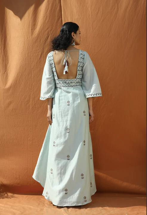 Grace- Light Mint Green Block Printed Tunic Set - Image 3