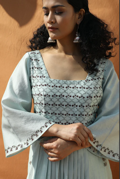 Grace- Light Mint Green Block Printed Tunic Set - Image 5