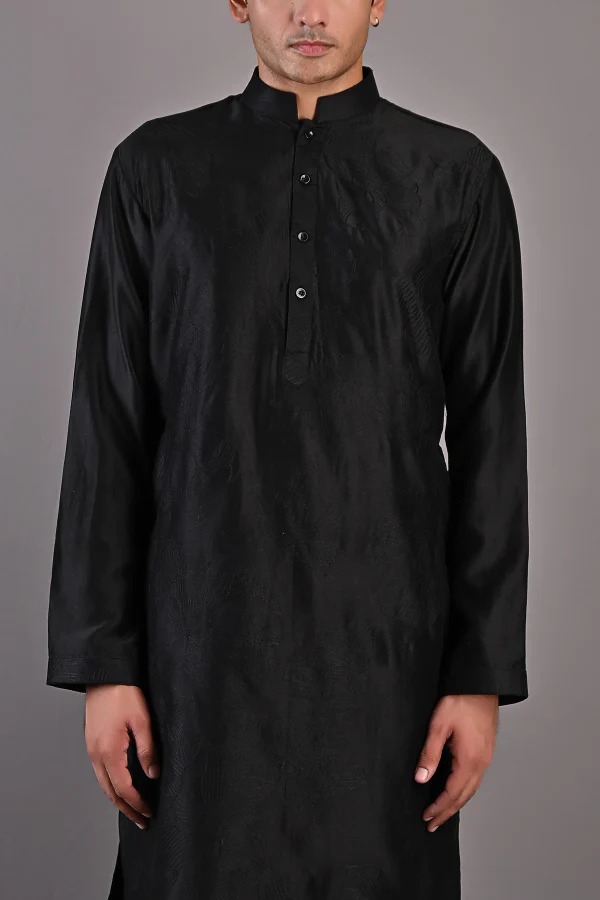 Lupine - Black Abstract Embroidered Kurta Set - Image 3