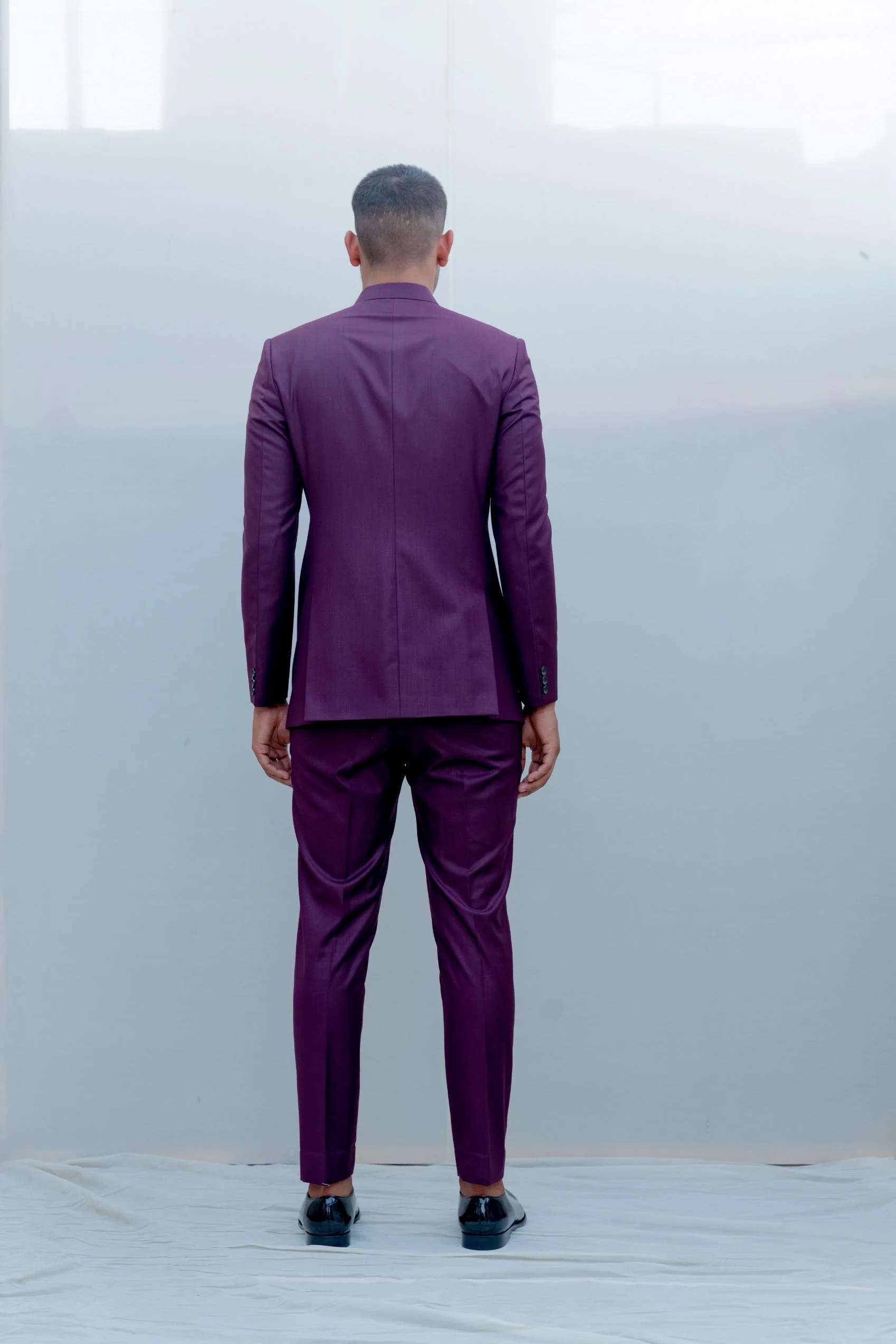Majestic- Wine Asymmetric Indo-Western Jacket Set - Image 4