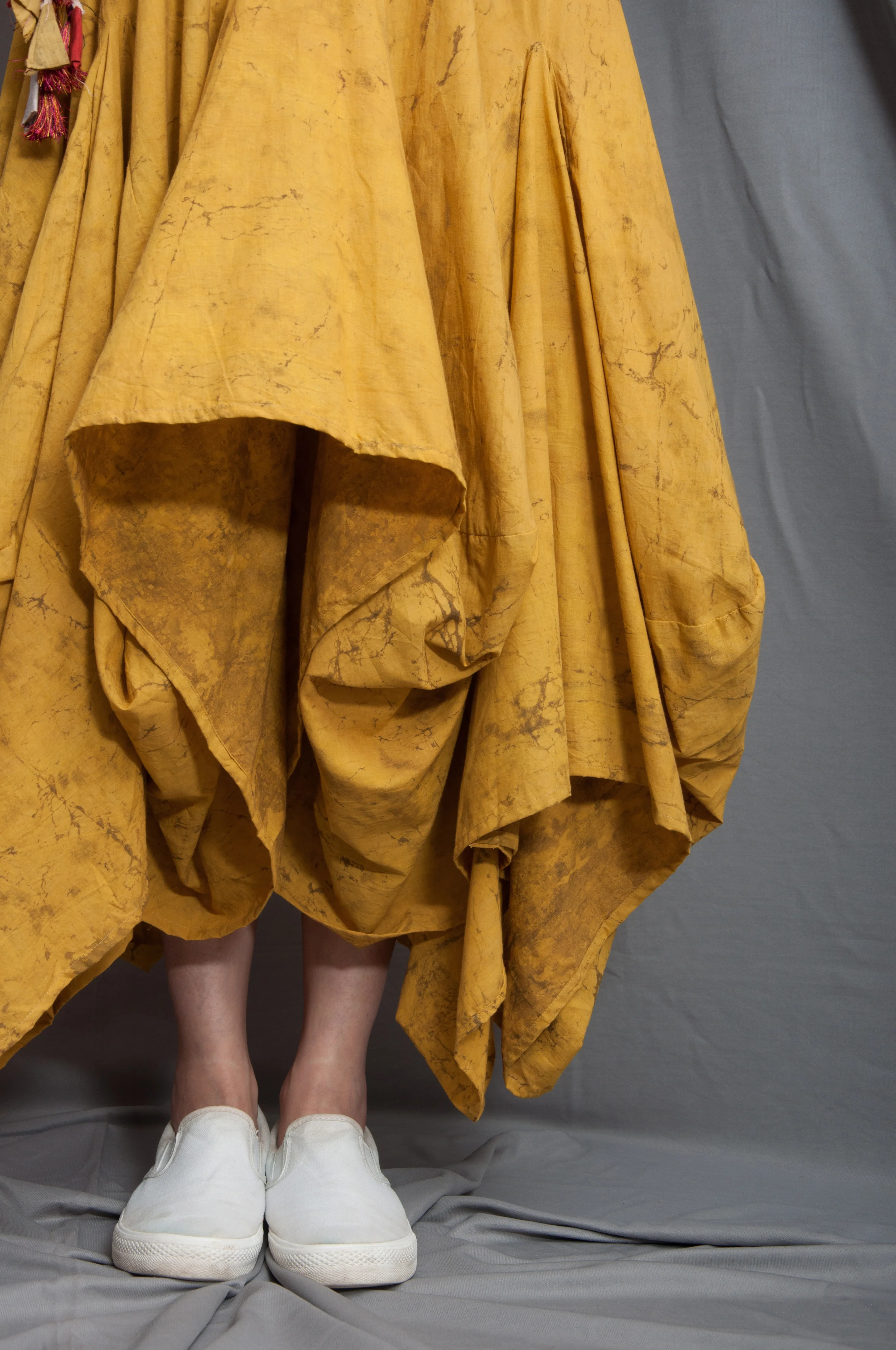 Margarita- Mustard Cowl Dress with Scarf - Image 4