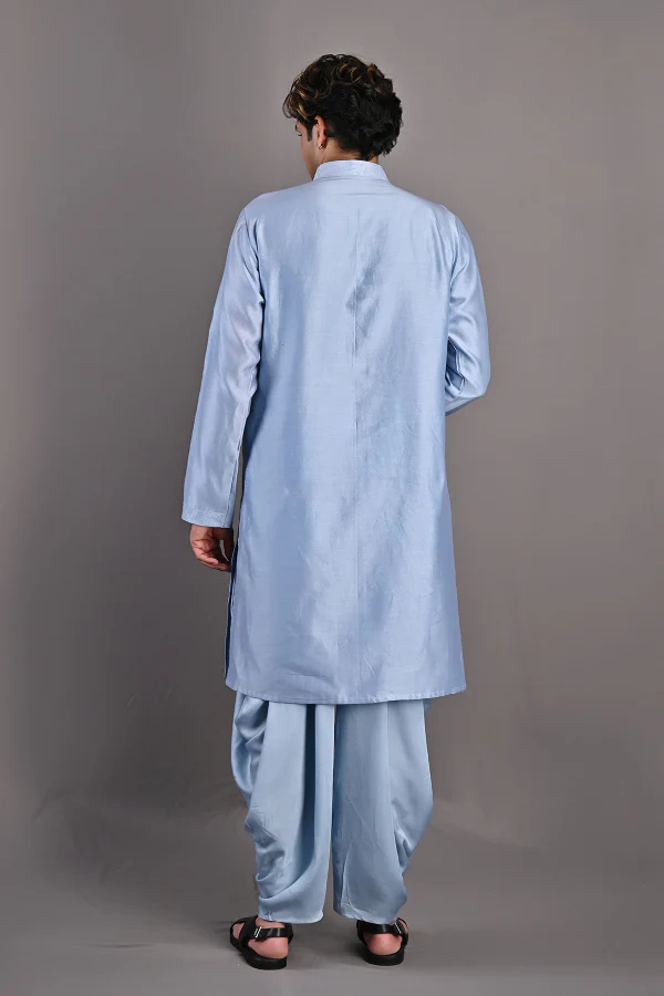 Mazus - Light Blue Abstract Embroidered Kurta Set - Image 4
