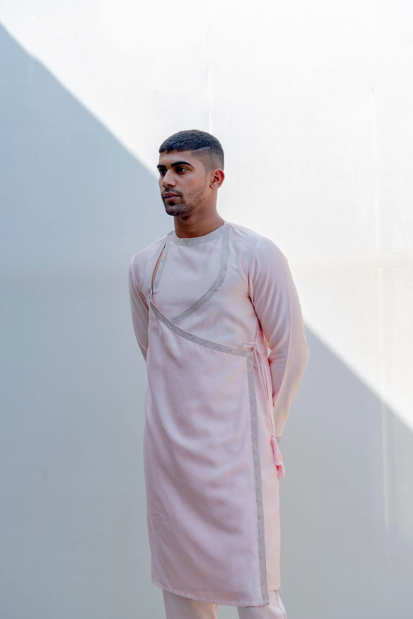 Mirjai- Peach Angrakha Kurta with Pant Set - Image 5