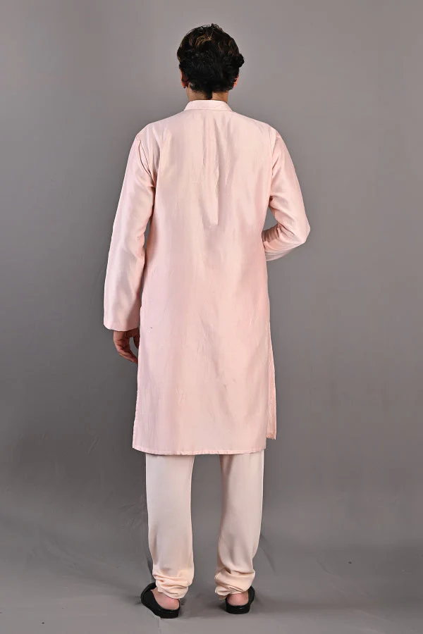 MYLES - PEACH ABSTRACT EMBROIDERED KURTA SET - Image 4