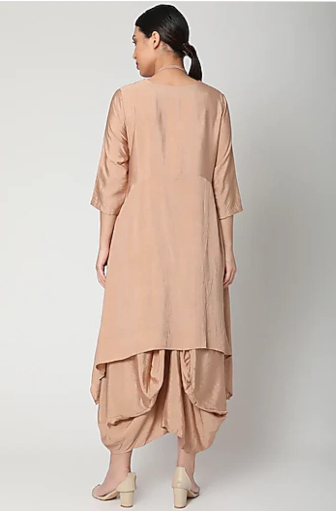 Nadia- Rose gold Indo Western Cowl Dress - Image 2