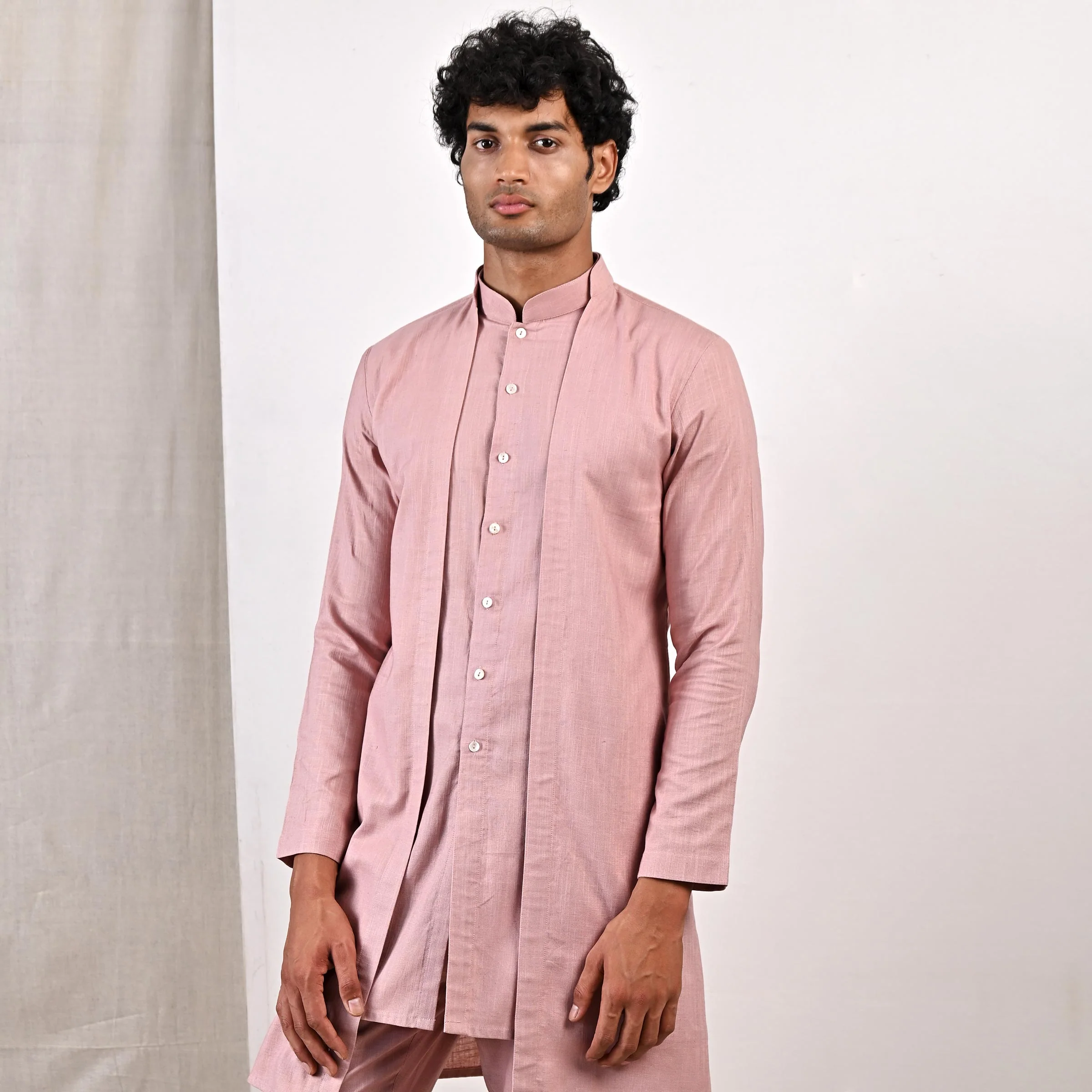 Neor - Mauve Jacket Style Kurta & Pant Set - Image 2