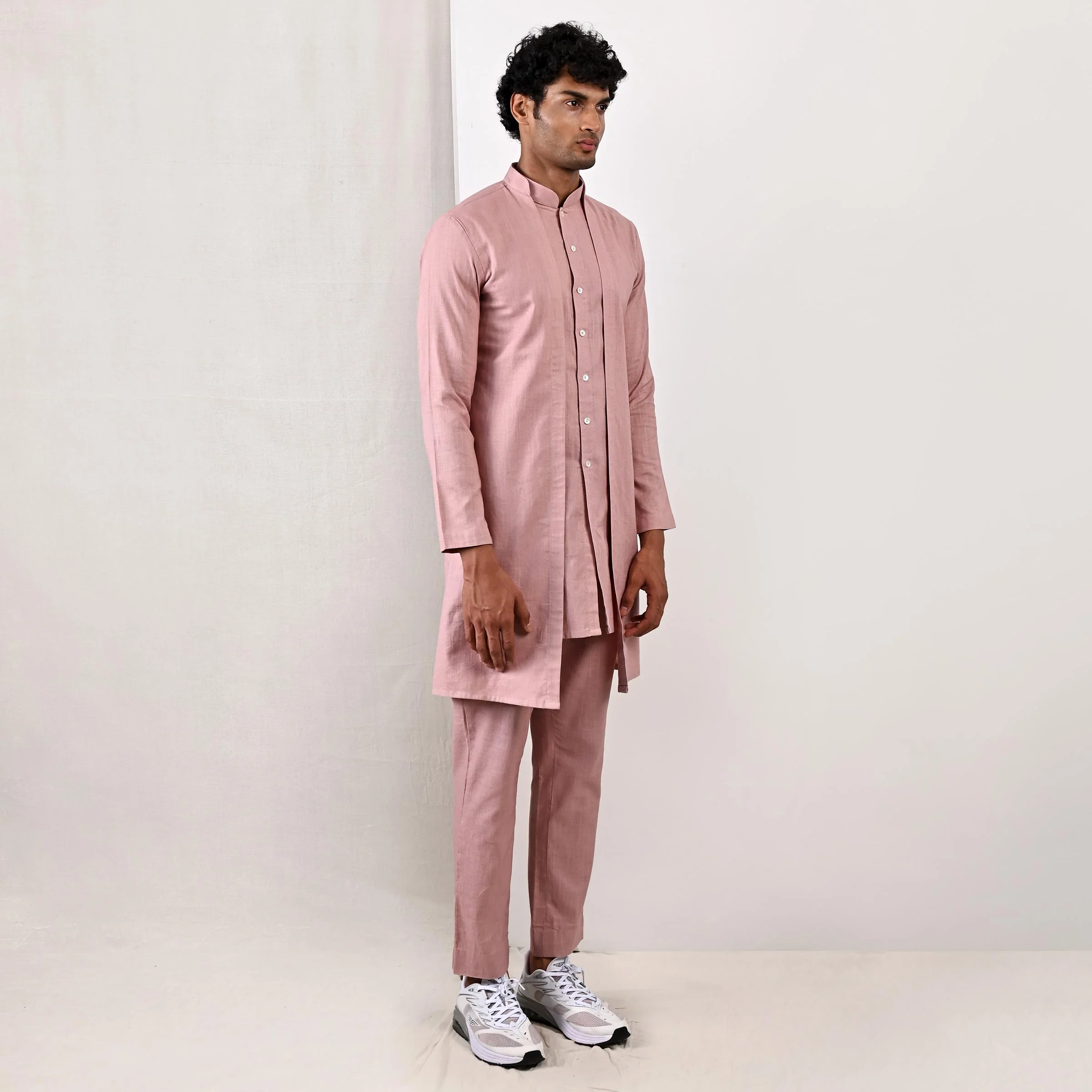 Neor - Mauve Jacket Style Kurta & Pant Set - Image 3