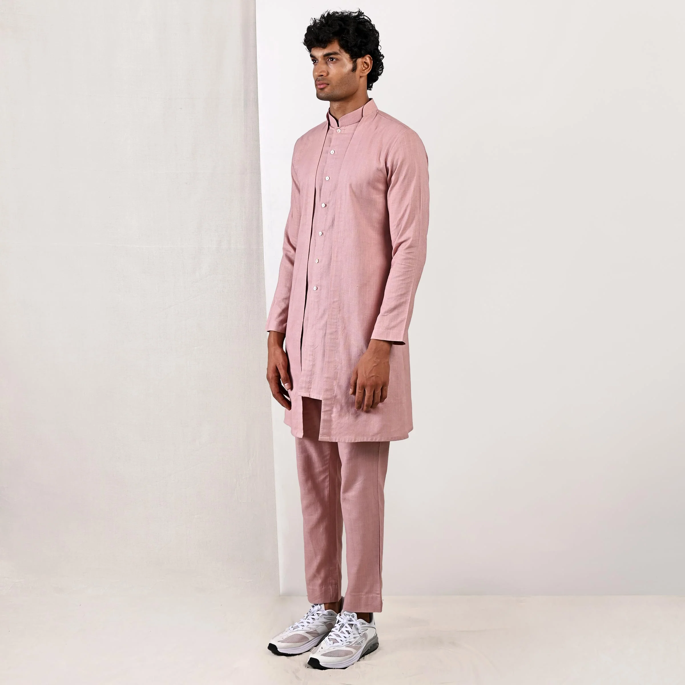 Neor - Mauve Jacket Style Kurta & Pant Set - Image 4