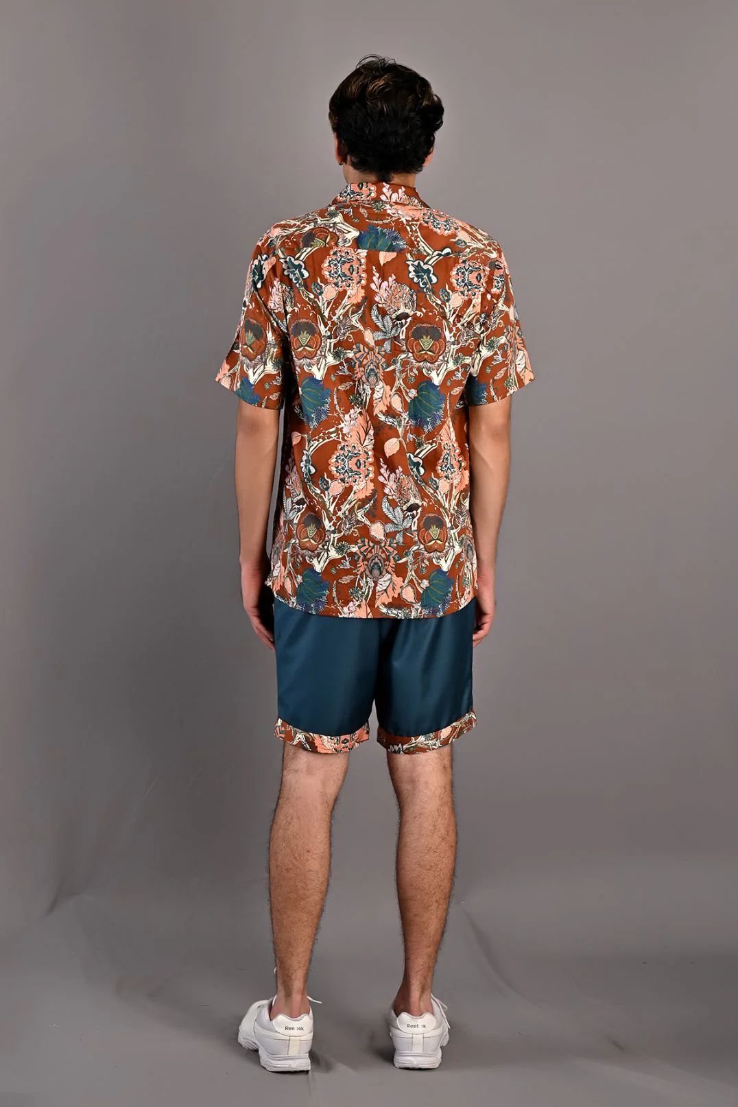 Oak- Maroon & Multi Printed Shirt with Teal Green Shorts Set - Image 3