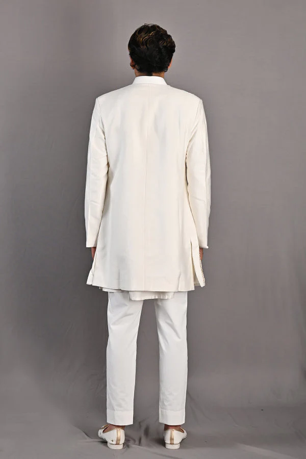 OAKLEY - OFF WHITE HAND EMBROIDERY SHERWANI JACKET SET - Image 6