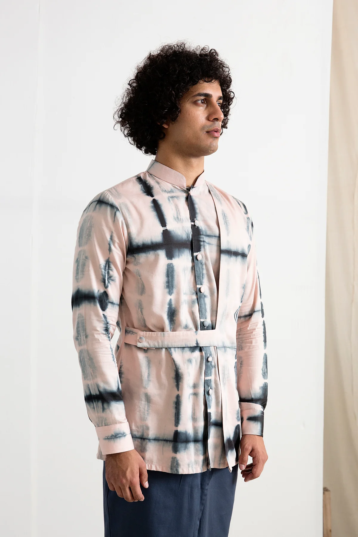 Oliver - Tie & Dye Overlapped Panel Kurta with Pant Set - Image 3