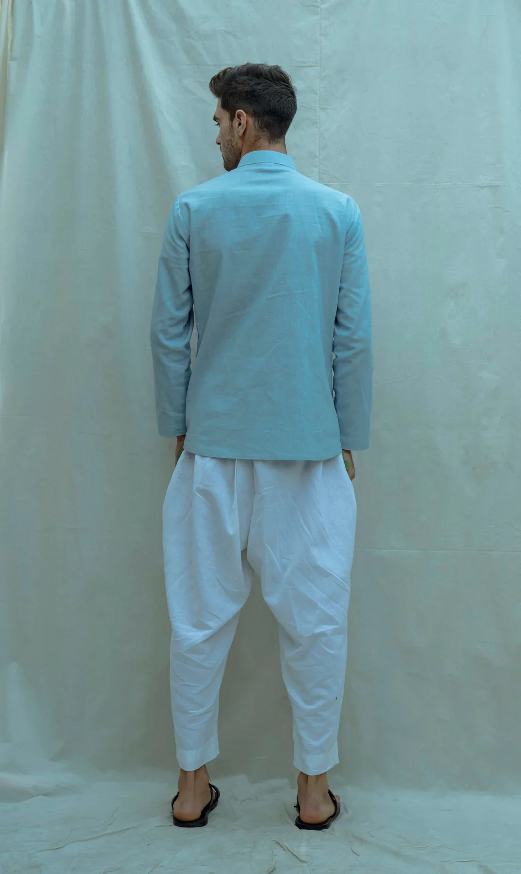 OVERLAPPED SHIRT KURTA IN LIGHT BLUE - Image 2