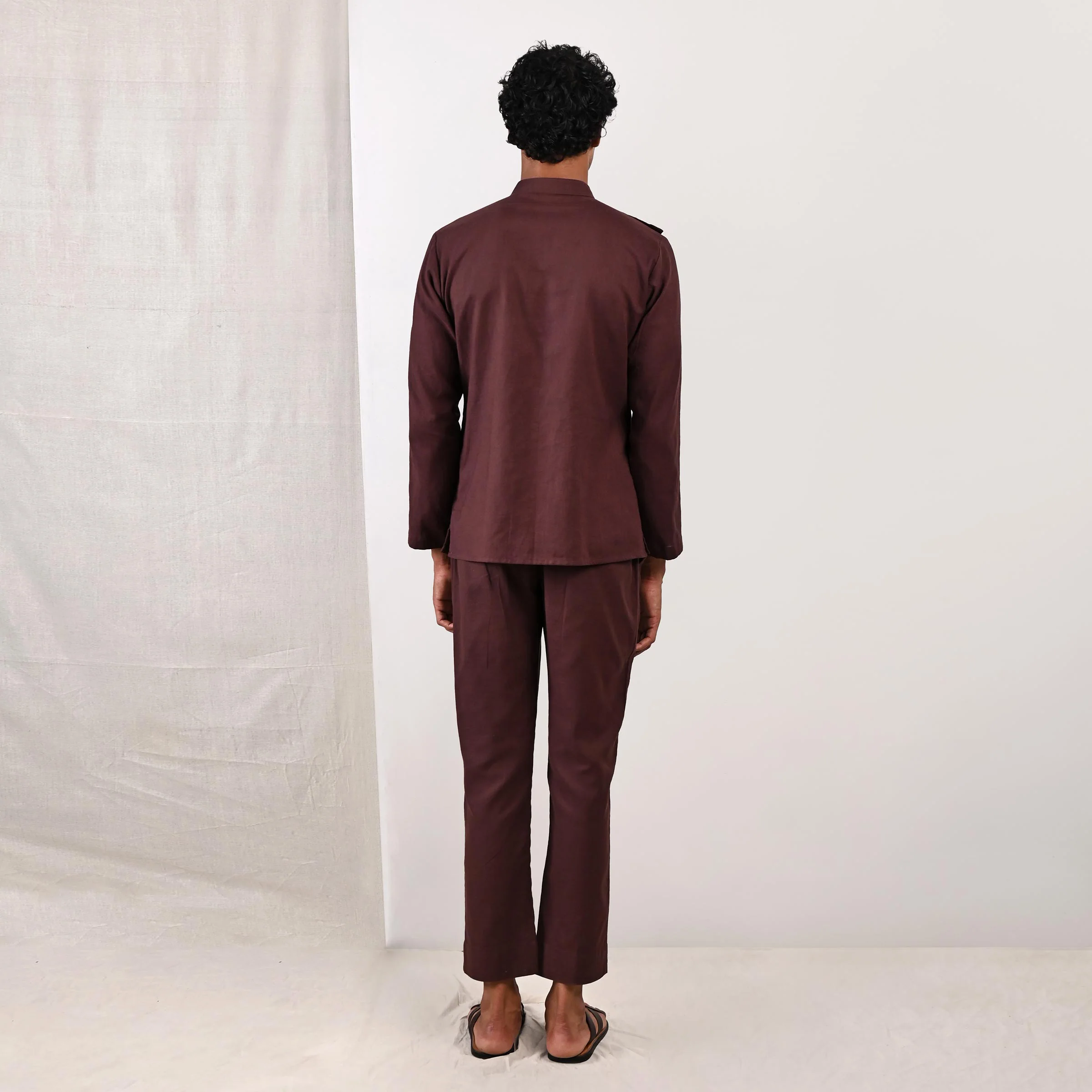Parson - Dark Mahogany Asymmetrical short Kurta Set - Image 4