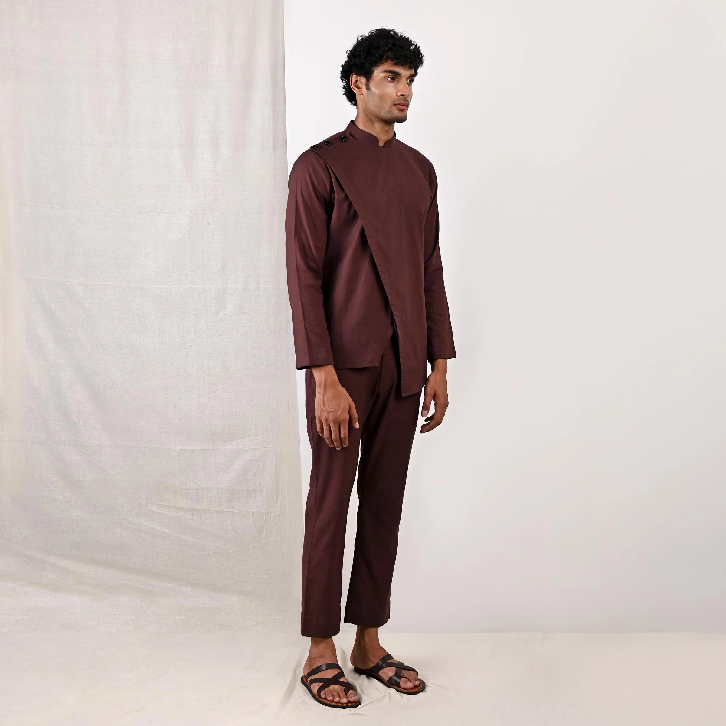 Parson - Dark Mahogany Asymmetrical Short Kurta Set - Image 2