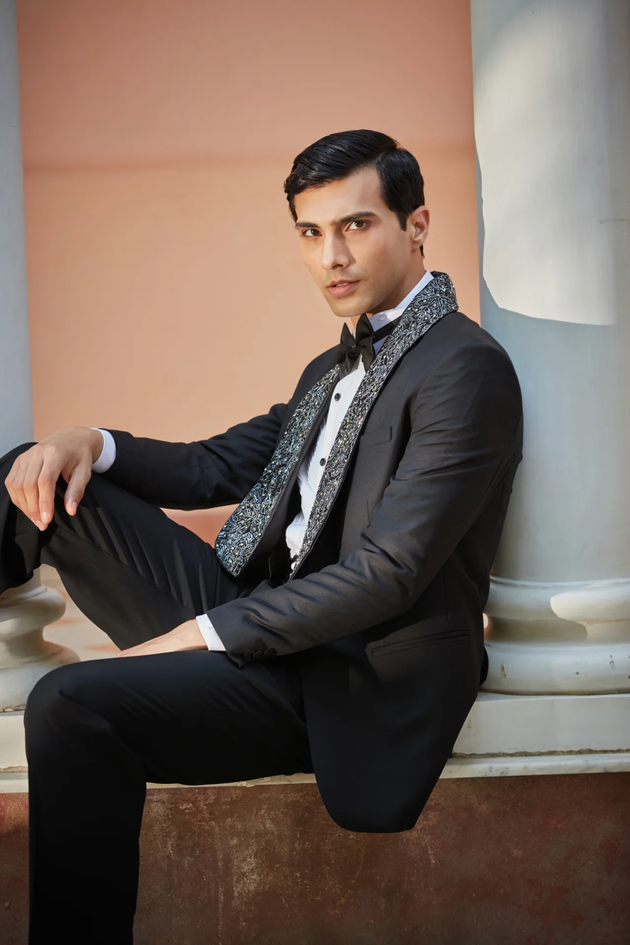 Phantom Embroidered Black Tuxedo - Image 3