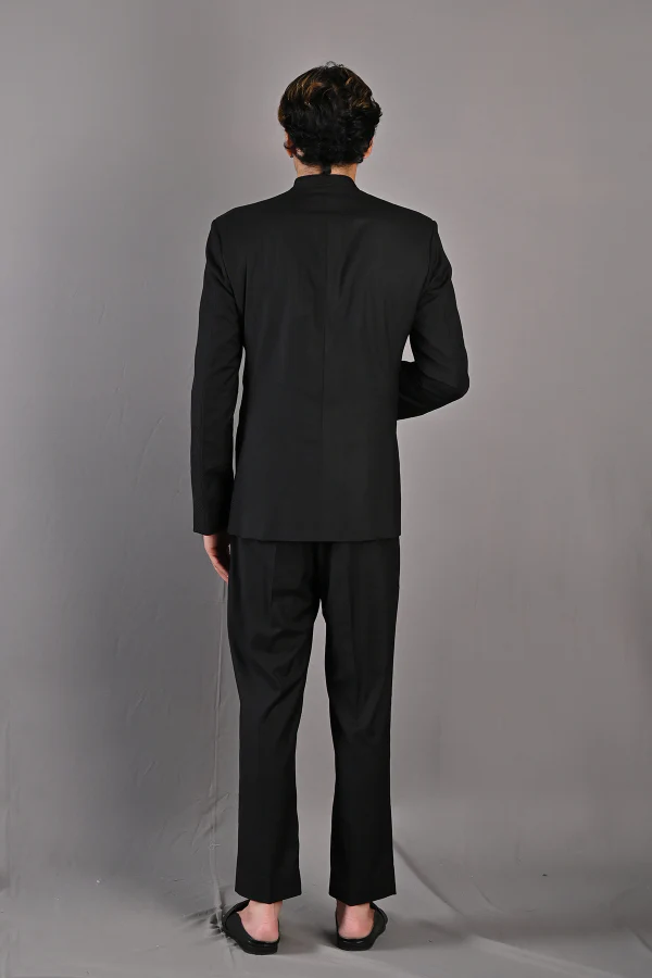 Pierre - Black Abstract Embroidered Open Jacket Set - Image 7