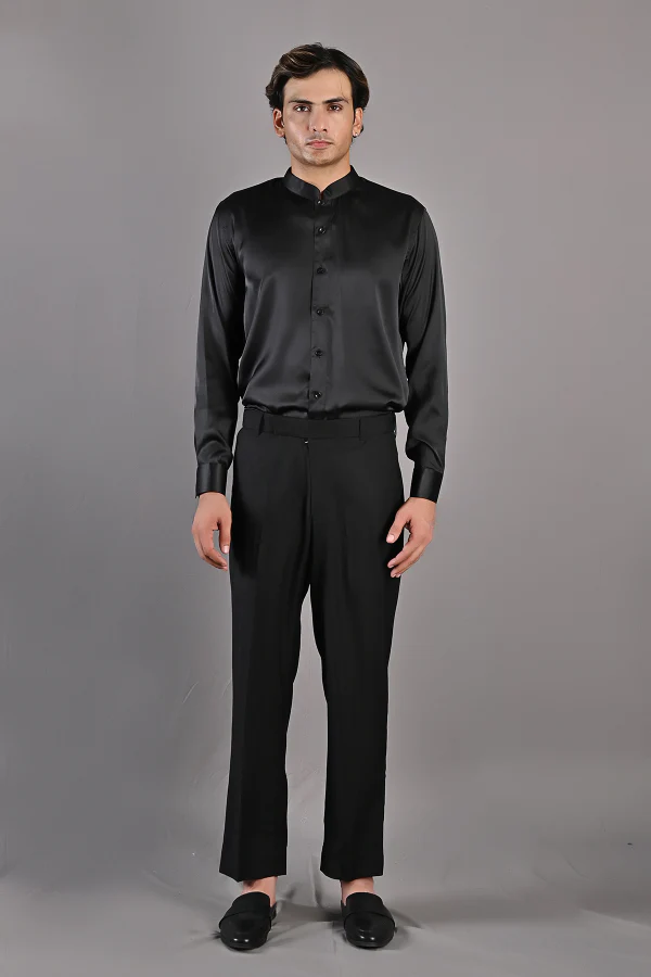 Pierre - Black Abstract Embroidered Open Jacket Set - Image 8